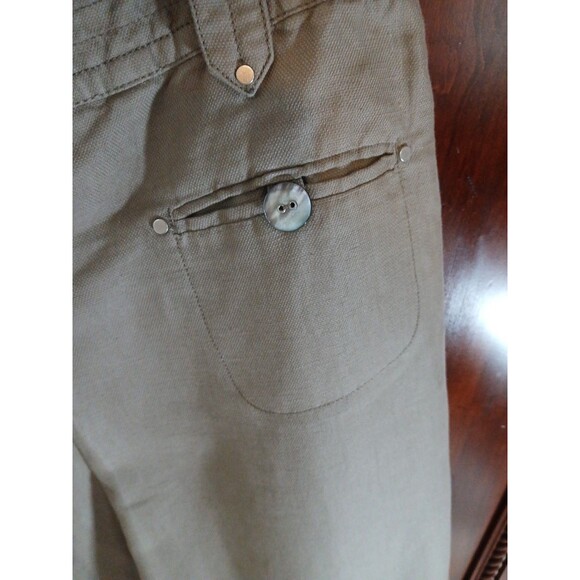 Weekend MaxMara Women's Size 4 Flax Linen Blend Over-the-Knee Olive Green Skirt - Picture 7 of 11